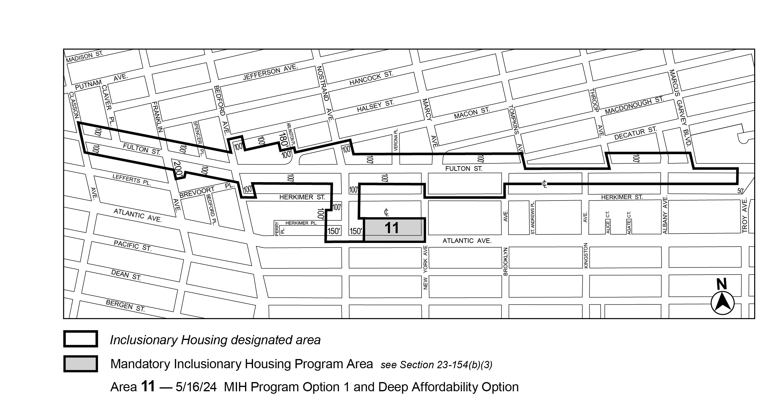 APPENDIX F, BK CD3, Map 1, MIH area 11, adopted per 1289 Atlantic Avenue (N 200293 ZRK), 16th May, 2024