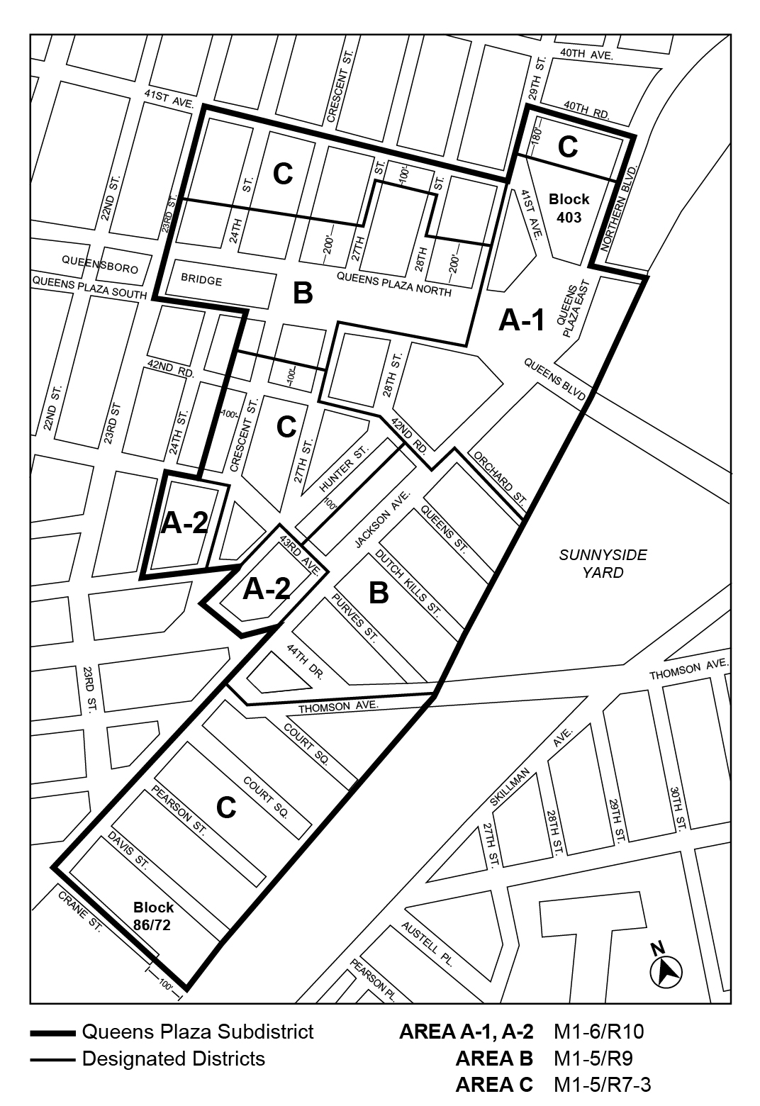 Queens Plaza Subdistrict Plan Maps: Map 1: Designated Districts within the QPS, per Long Island City Neighborhood Plan (N 250177 ZRQ), adopted 12th November, 2025.