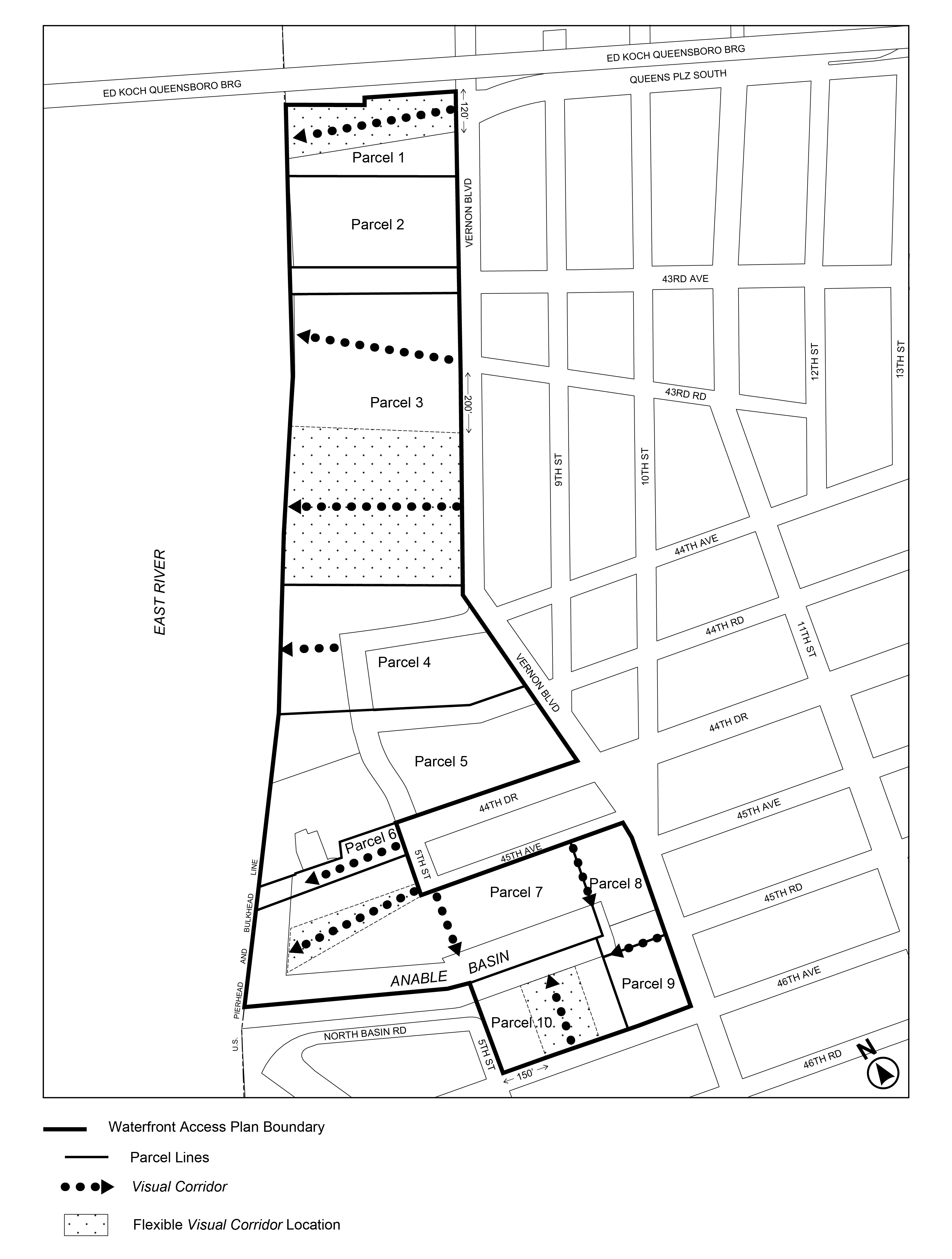 Map 5_Northern Hunters Point WF Subdistrict Plan Maps, Visual Corridors Designation