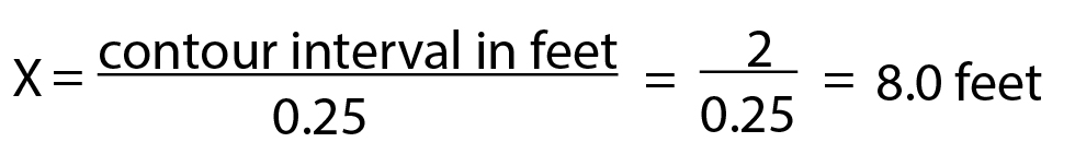 Formula for calculating areas having a slope equal to or greater than 25 percent