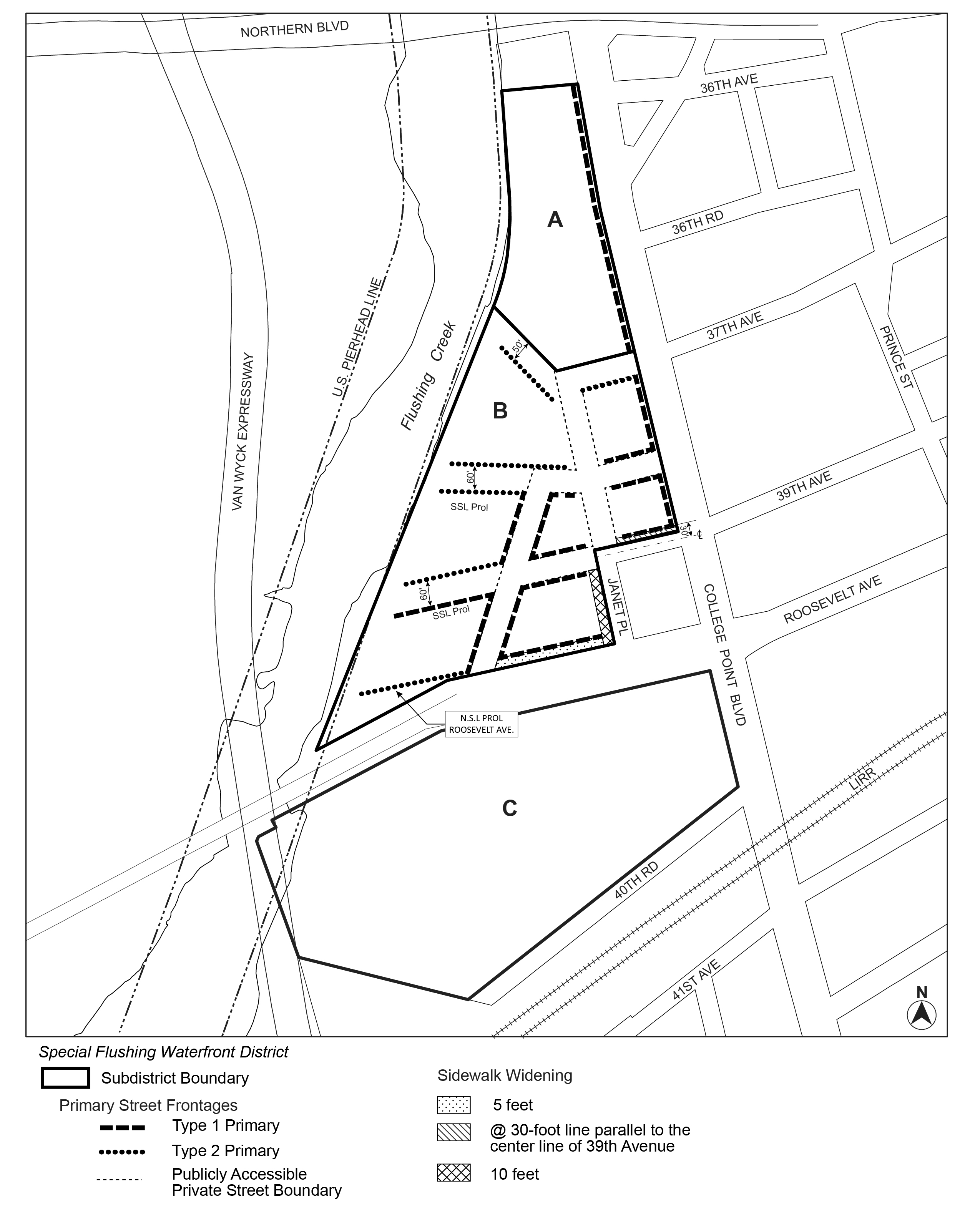 Special Flushing Waterfront District Appendix, Map 3. Requirements Along Street Frontages
