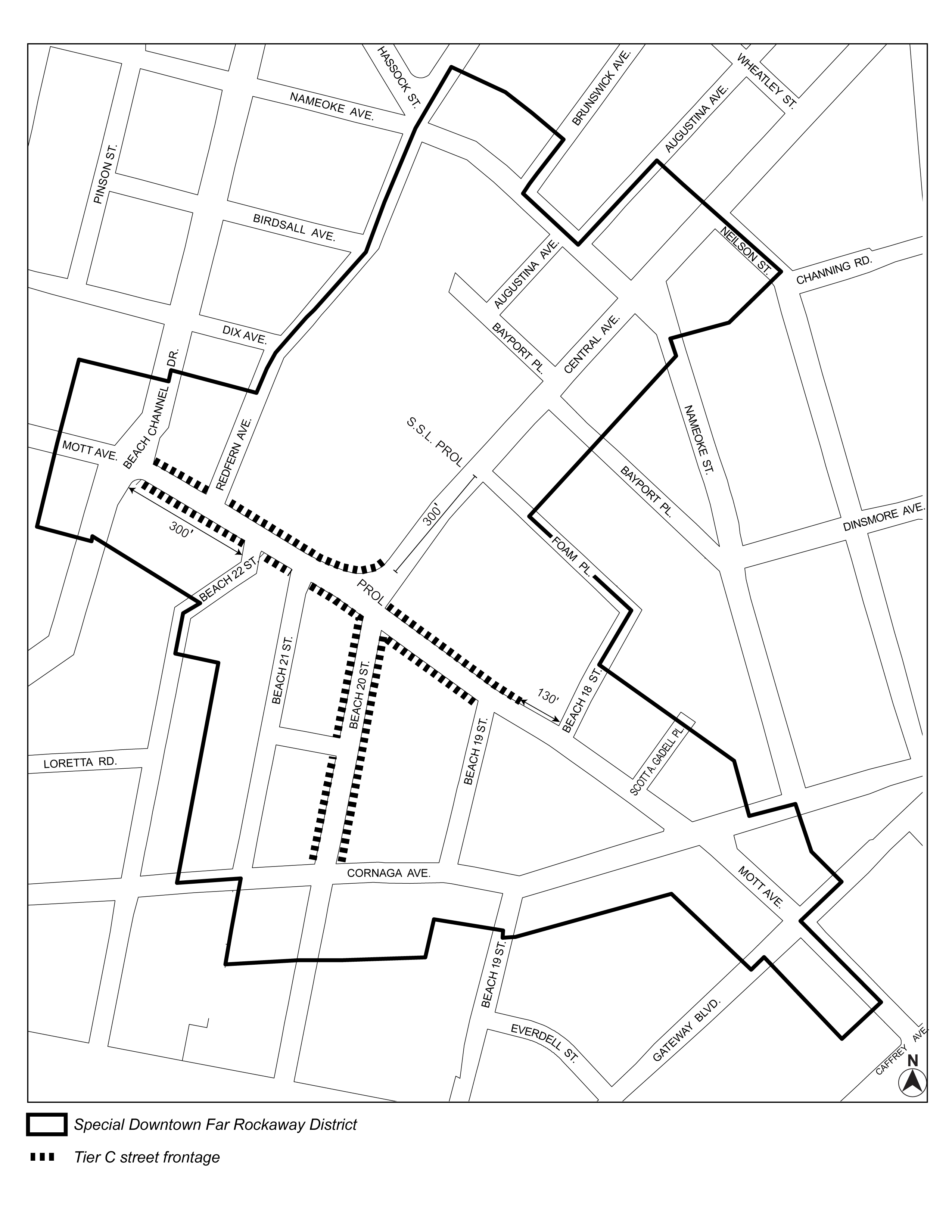 Article 13, Chapter 6 Special Downtown Far Rockaway District - Appendix (Map 3 - Ground Floor Use and Transparency Requirements) 