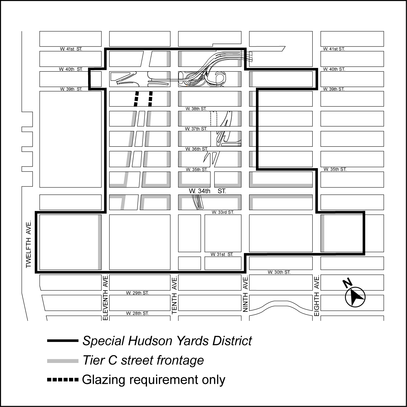 ARTICLE IX, Chapter 3 (Special Hudson Yards District), Appendix A, Map 2 (Mandatory Ground Floor Retail)