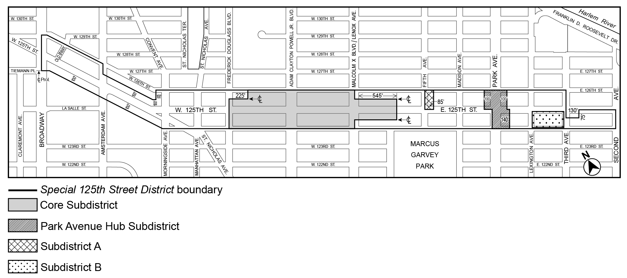 Article IX, Chapter 7 (Special 125th Street District), Appendix A, Map 1: Special 125th Street District and Subdistricts