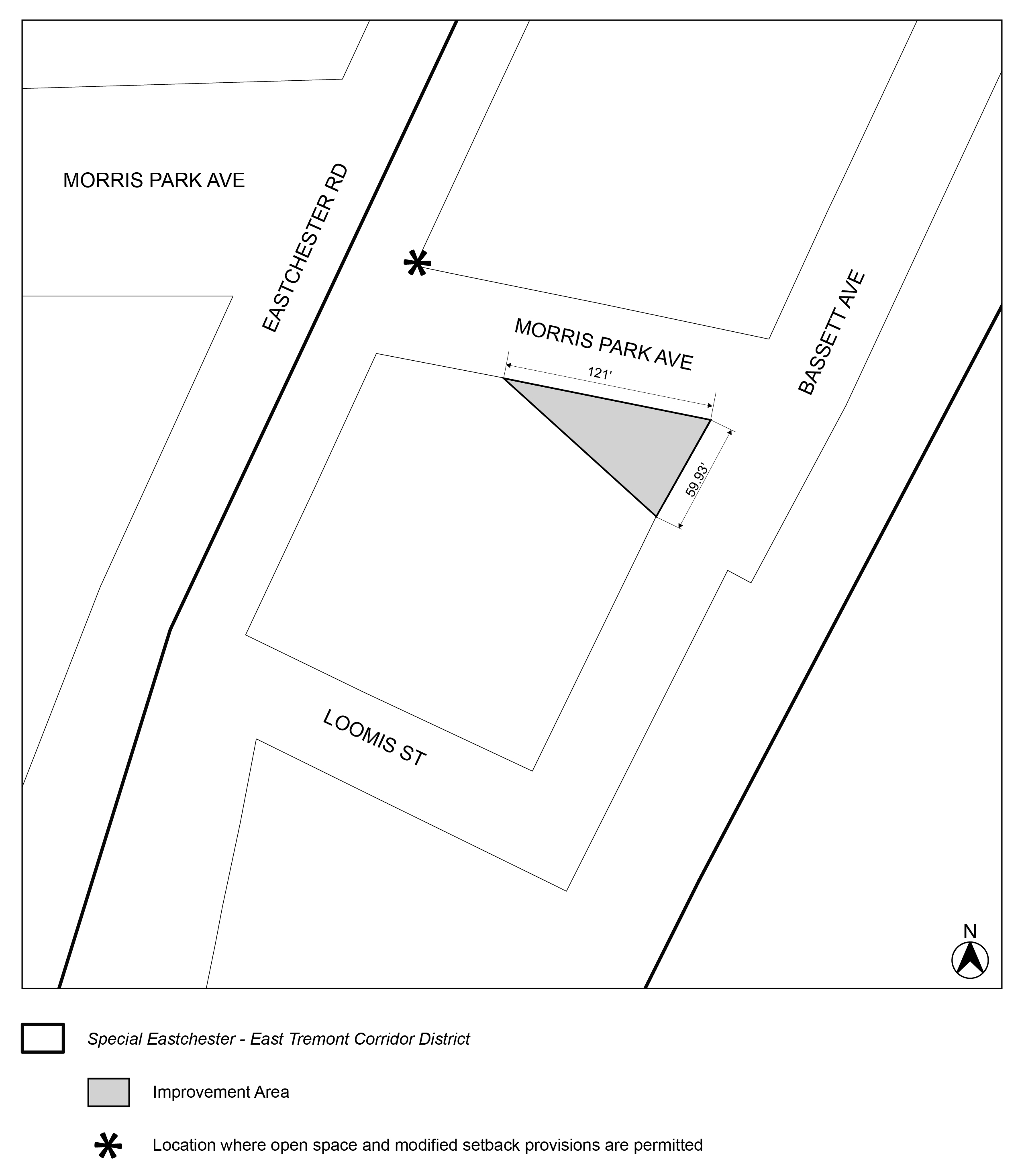 Subdistrict B, Subarea B1, Morris Park Avenue Site Plan per Bx Metro North text amendment (N 240016 ZRX), adopted 15 August, 2024