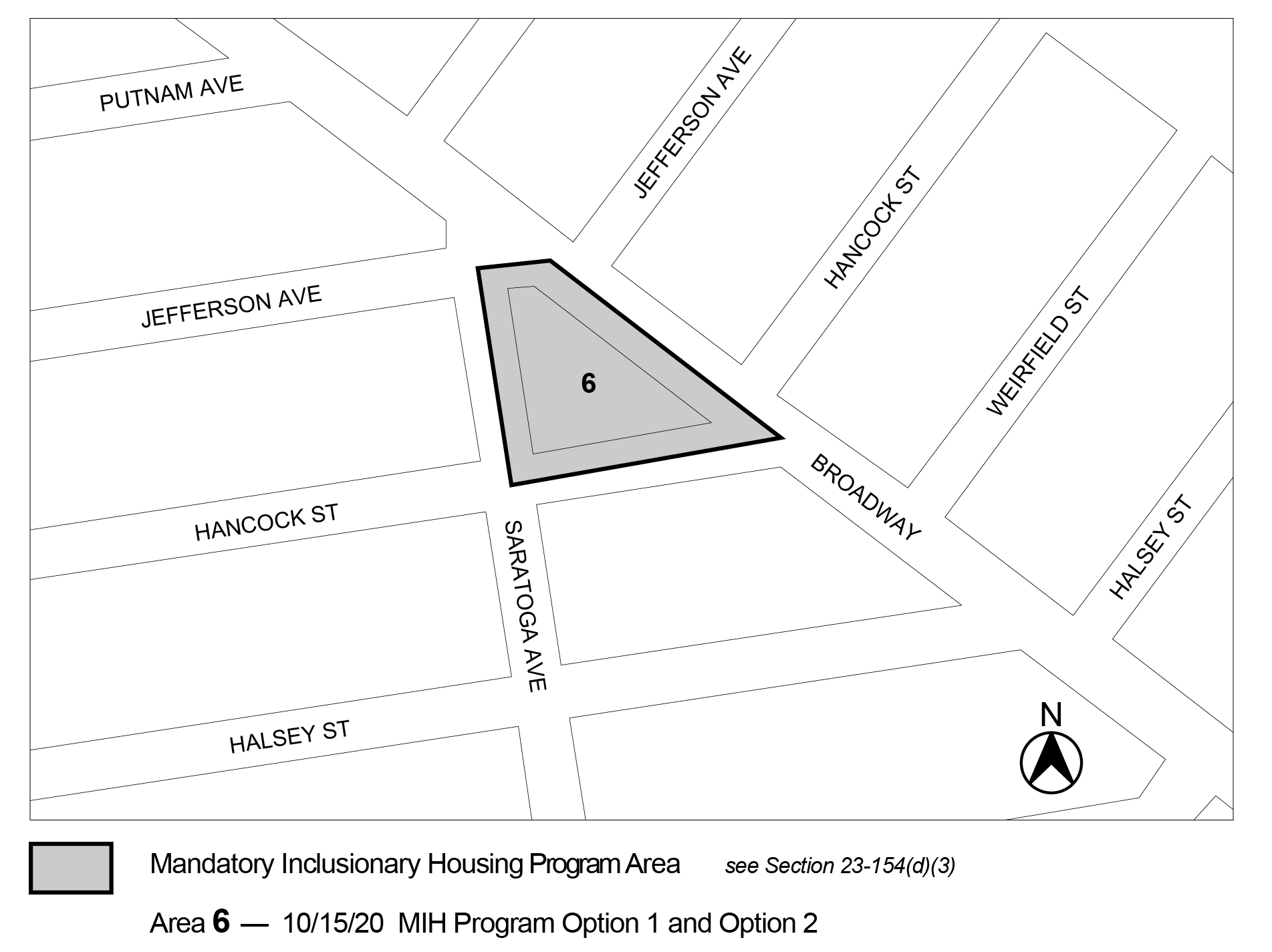 APPENDIX F, Brooklyn CD 16, Map 5, Area 6 (Option 1, Option 2) per 1510 Broadway (N 200082 ZRK) adopted 15 October 2020