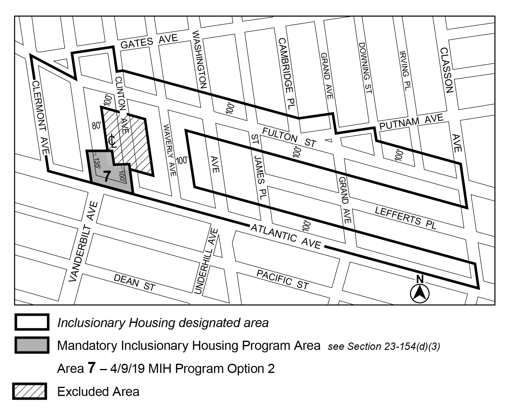 APPENDIX F, BK CD 2, Map 3, MIH area 7 (Option 2) per 809 Atlantic Avenue text amendment (N 190074 ZRK), adopted 9th April, 2019