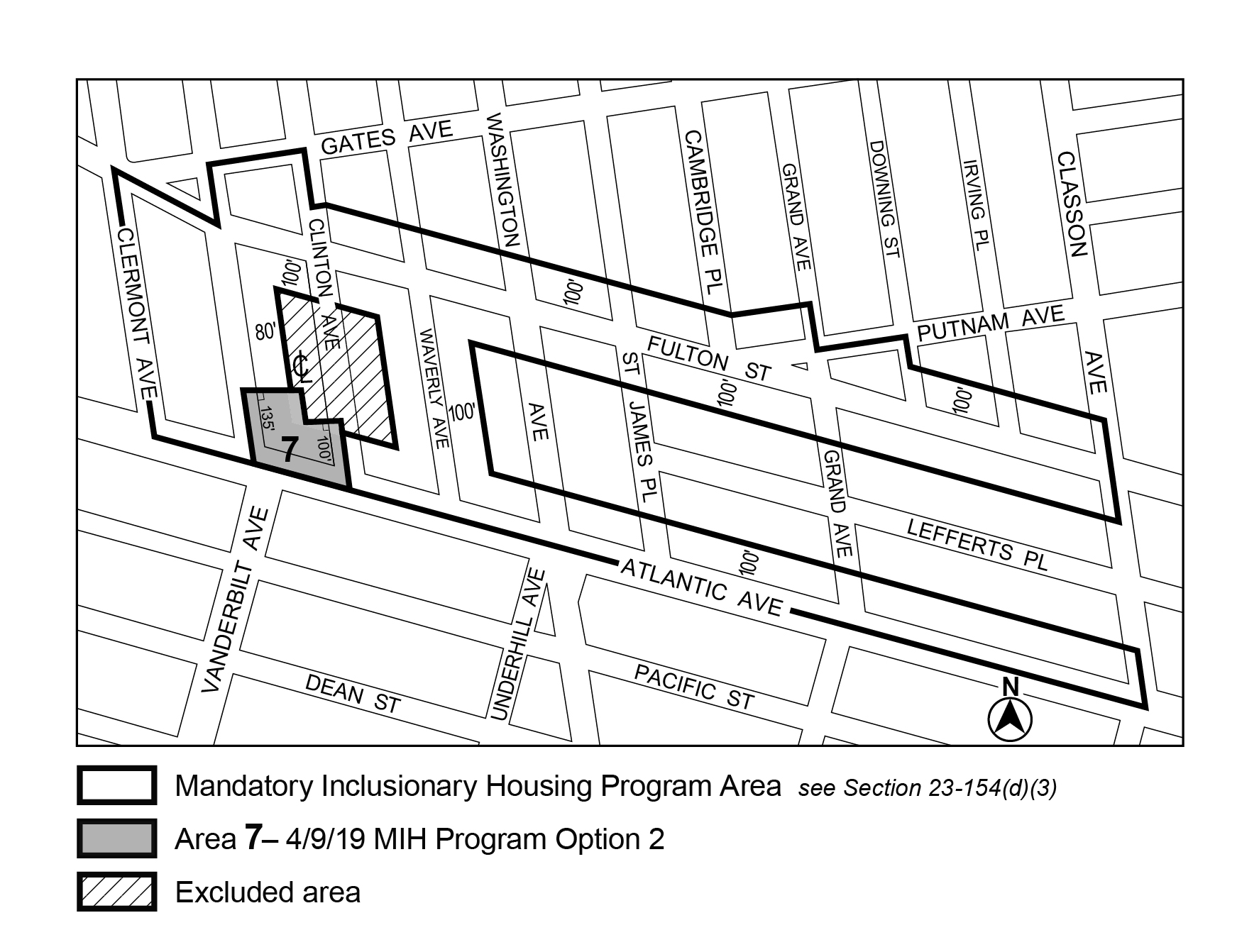 APPENDIX F, Brooklyn CD 2, Map 3, MIH area 7 (Option 2) per 809 Atlantic Ave (N 190074 ZRK) adopted 9 April 2019
