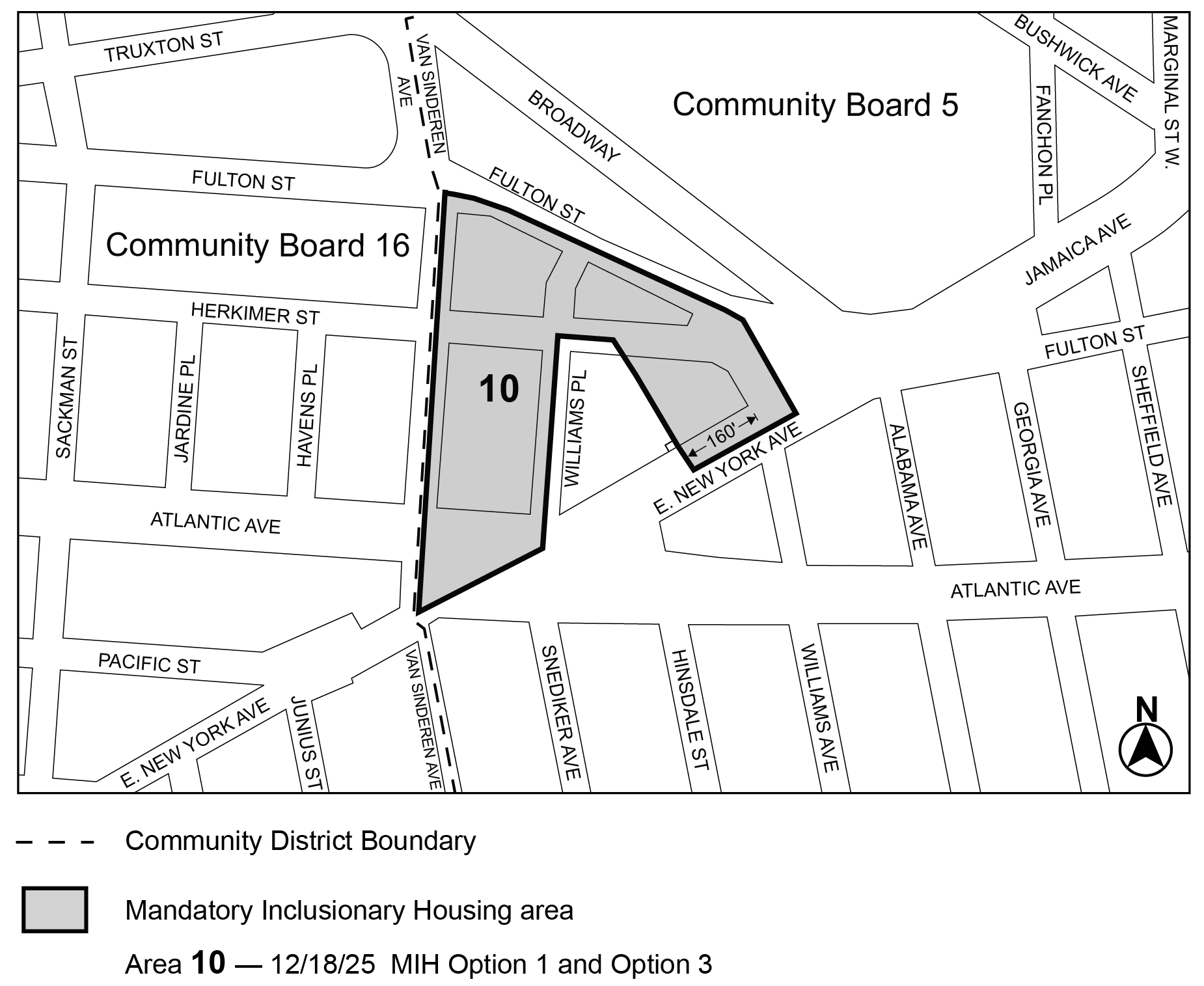 APPENDIX F, Brooklyn CD 5, Map 8, MIH area 10, per Herkimer-Williams (N 250284 ZRK), adopted 18th Dec. 2025