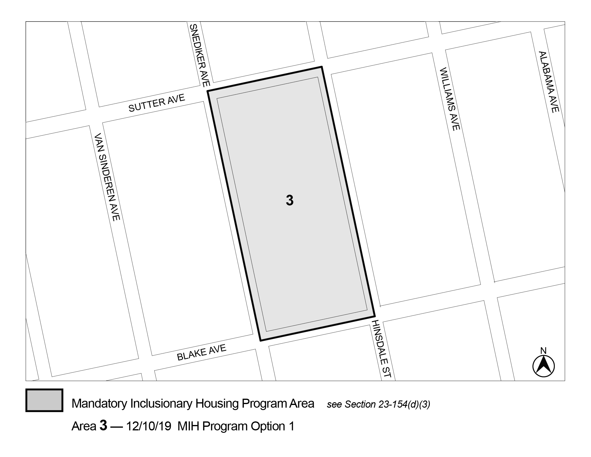 APPENDIX F, Brooklyn CD 5, Map 3, MIH area 3 (Option 1) adopted 10 December, 2019