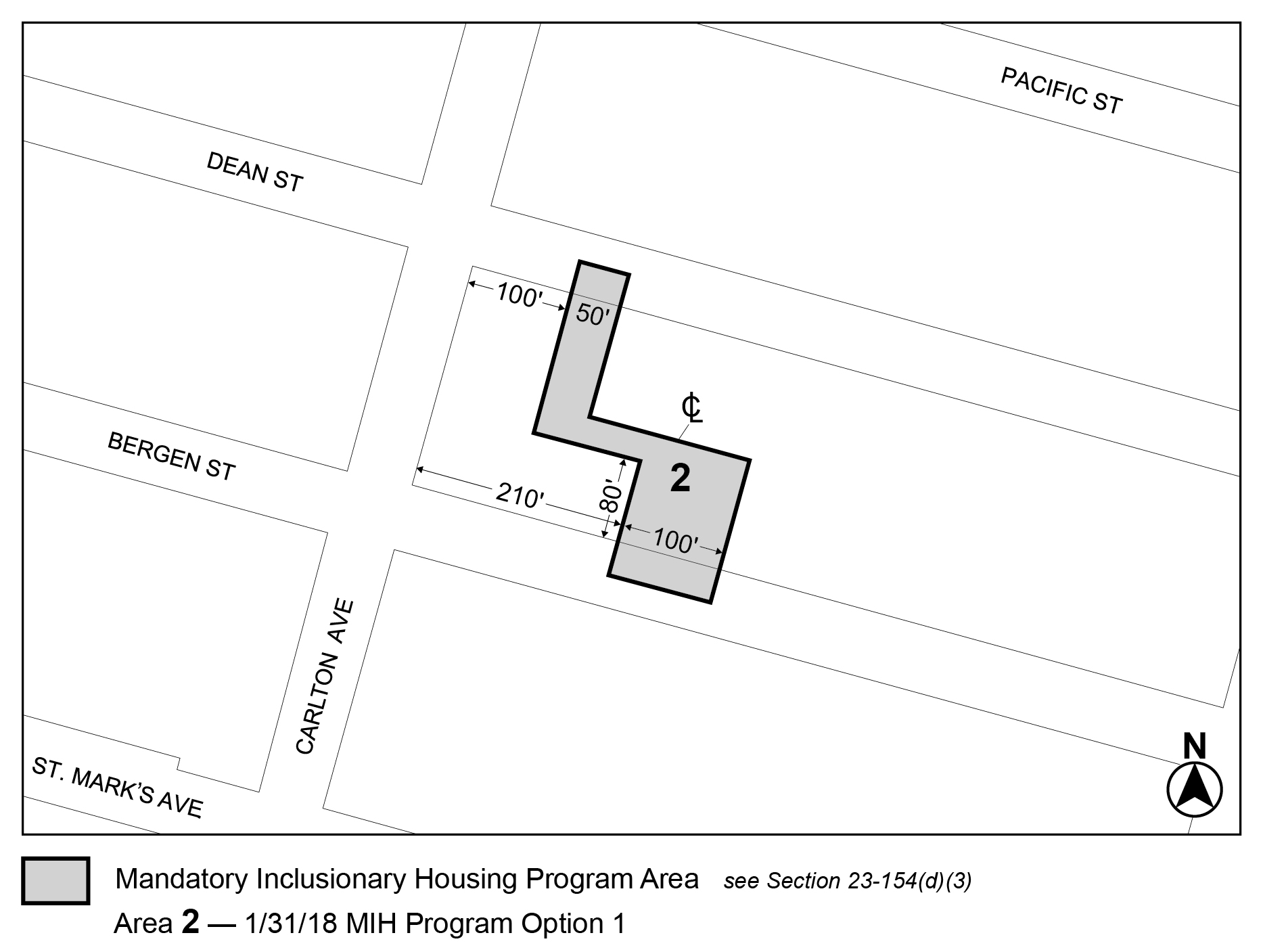 APPENDIX F, Brooklyn CD 8, Map 2, MIH area 2 (Option 1) per 587 Bergen Street (N 170357 ZRK) adopted 31 January, 2018
