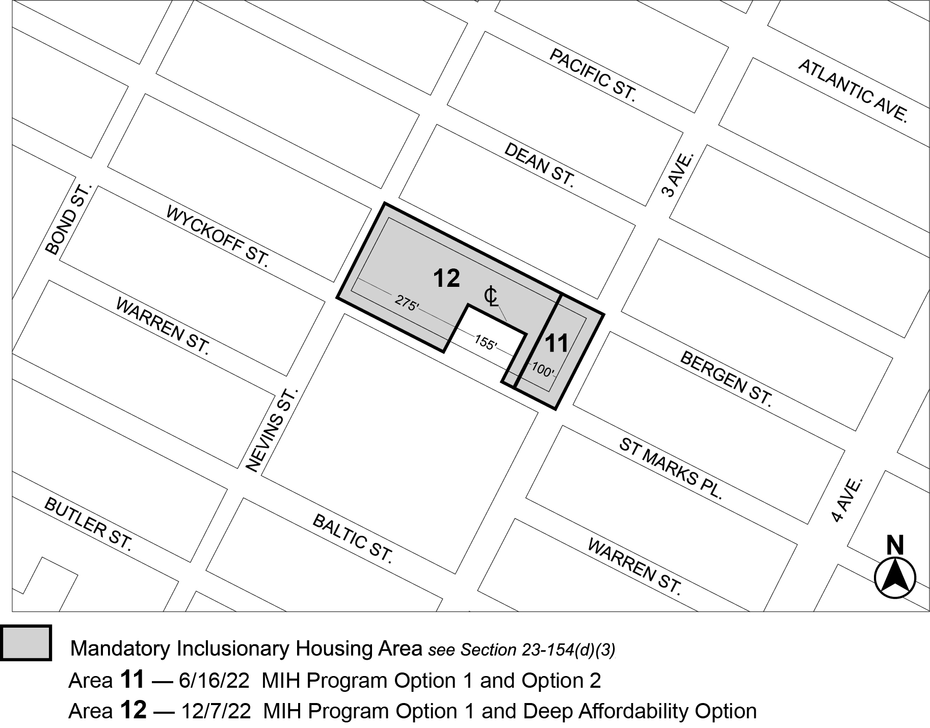 APPENDIX F, Brooklyn CD 2, Map 10, Area 12 (Option 1, Deep Affordability Option) per 280 Bergen Street (N 220189 ZRK) adopted 28 April 2022
