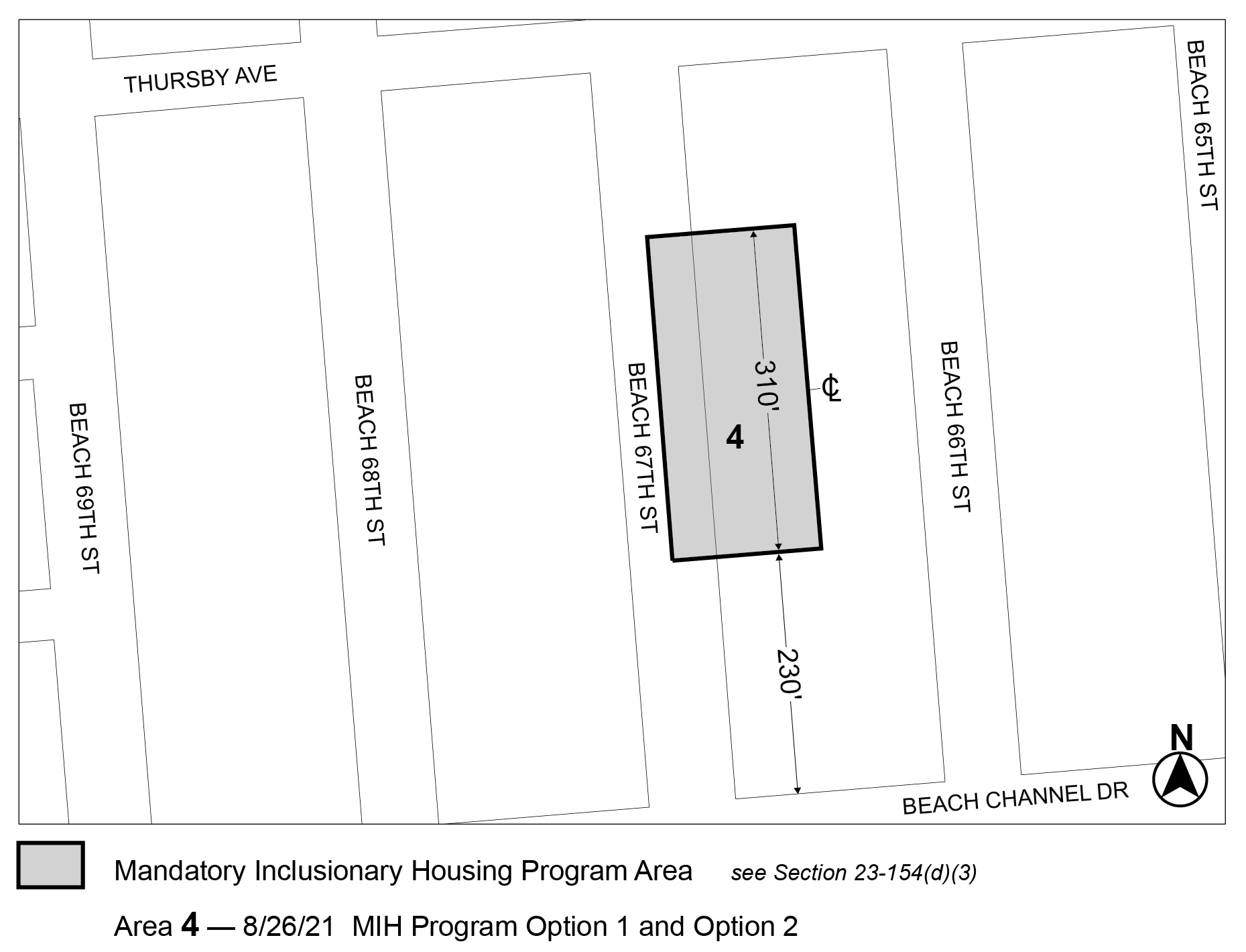 APPENDIX F, Queens CD 14, Map 4, MIH area 4 (Option 1, Option 2) added per Beach 67th Street (N 200231 ZRQ), adopted 26 August, 2021