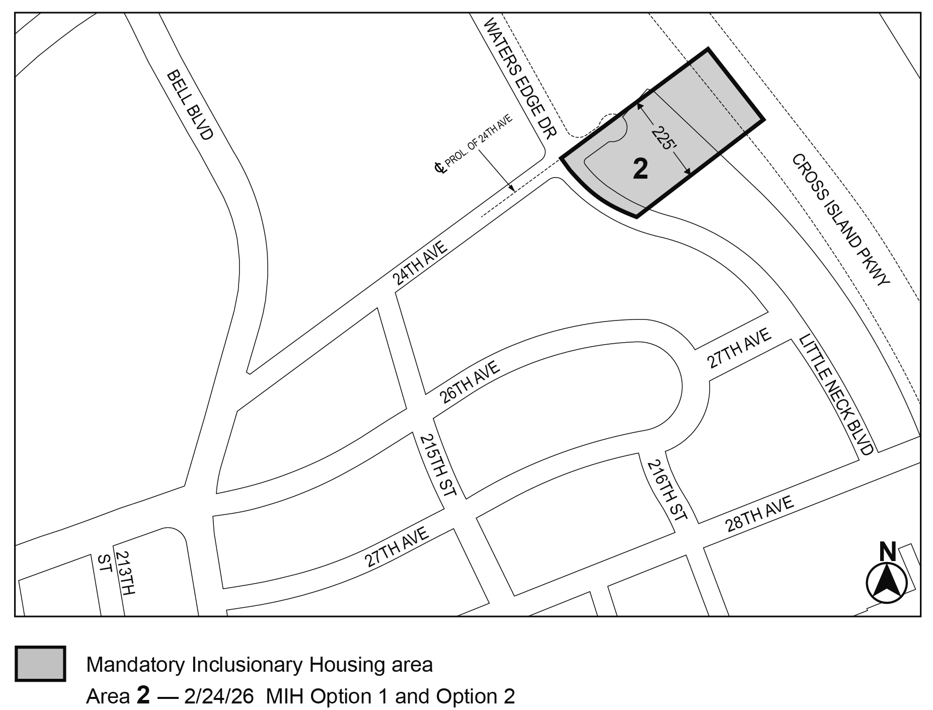 APPENDIX F, Queens CD 11, Map 2, MIH area 2, per <a class='sec-link-inline' target='_blank' href='/article-xxi/chapter-7#217-14'><span>217-14</span></a> 24th Ave (N 240298 ZRQ), adopted 24th February, 2026