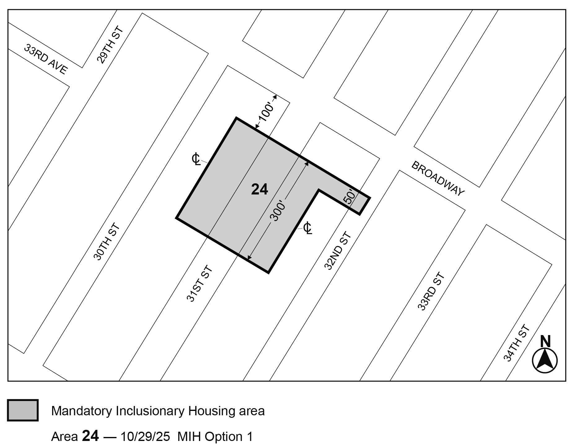 APPENDIX F, Queens CD 1, Map 12, MIH area 24, per Ikos Senior Living (N 250209 ZRQ), adopted 29th October, 2025