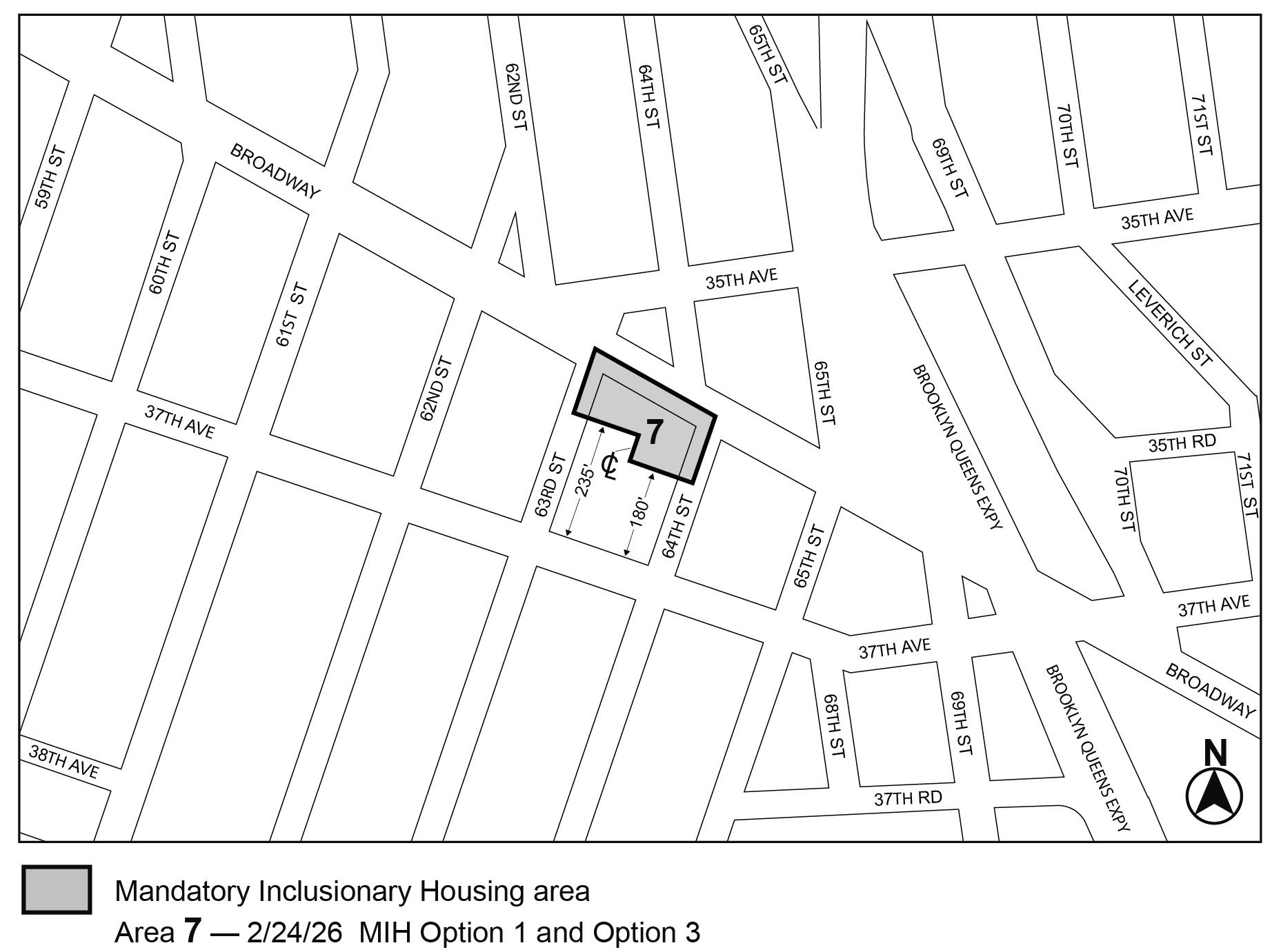 APPENDIX F, Queens CD 2, Map 6, MIH area 7, per <a class='sec-link-inline' target='_blank' href='/article-vi/chapter-3#63-12'><span>63-12</span></a> Broadway (N 250269 ZRQ), adopted 24th February, 2026
