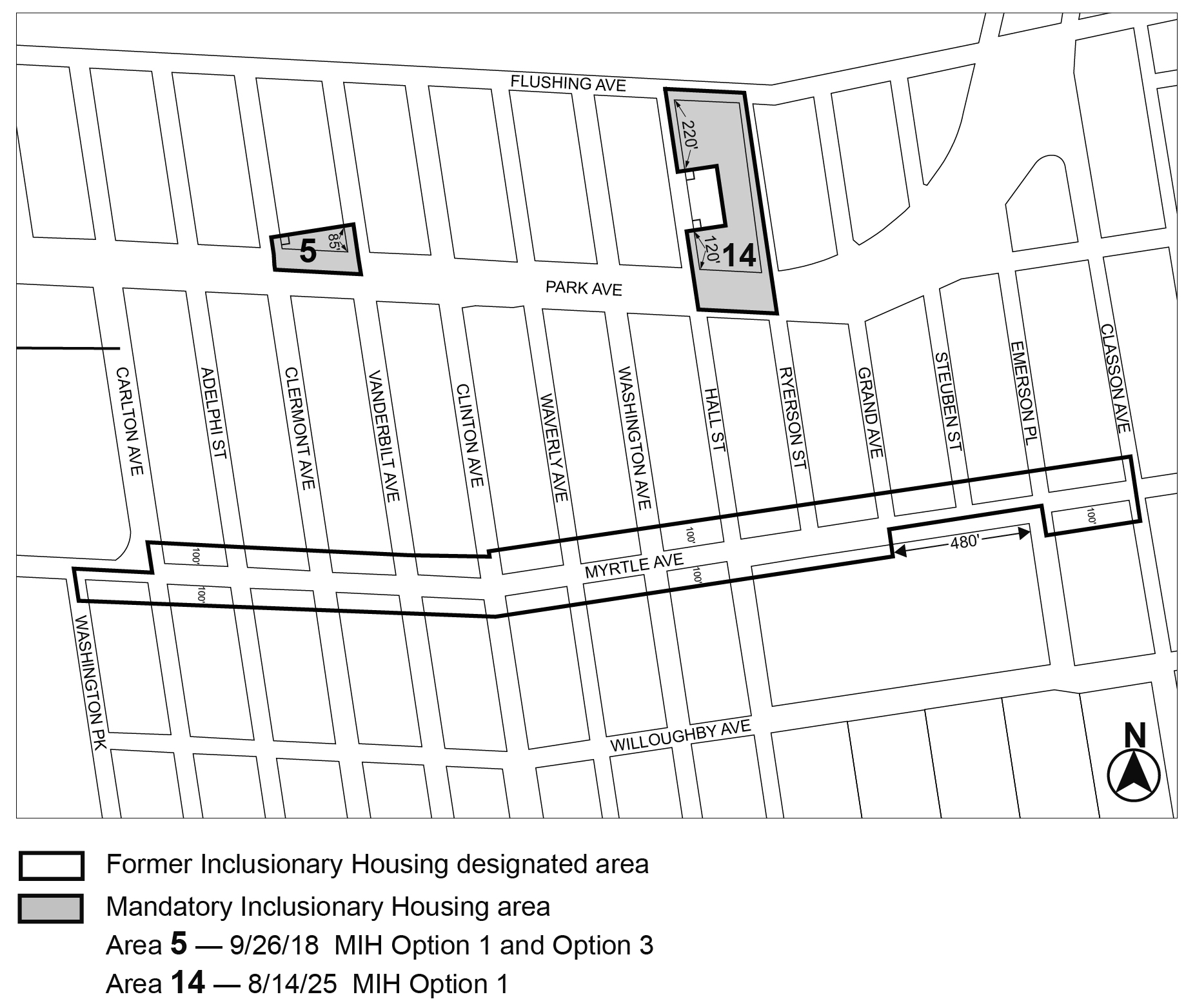 Added MIH area 14 to APPENDIX F, BK CD 2, Map 1, adopted 14th August, 2025 per 47 Hall Street (N 250051 ZRK)