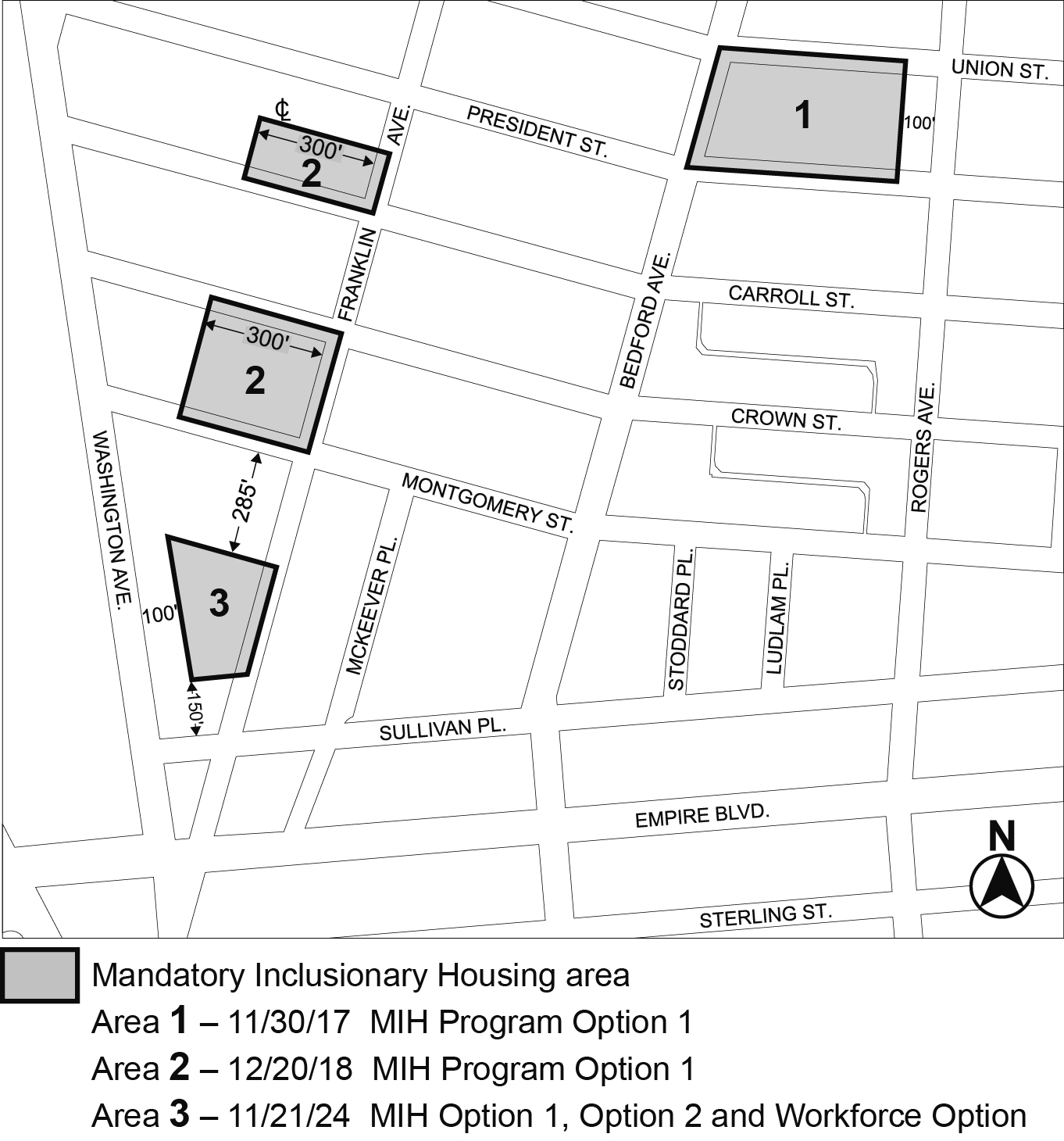 APPENDIX F, BK CD 9, Map 1, MIH area 3 (Option 1, Option 2 and Workforce Option) per <a class='sec-link-inline' target='_blank' href='/article-xcvi/chapter-2#962-972'><span>962-972</span></a> Franklin Ave (N 230357(A) ZRK), adopted 21st November, 2024