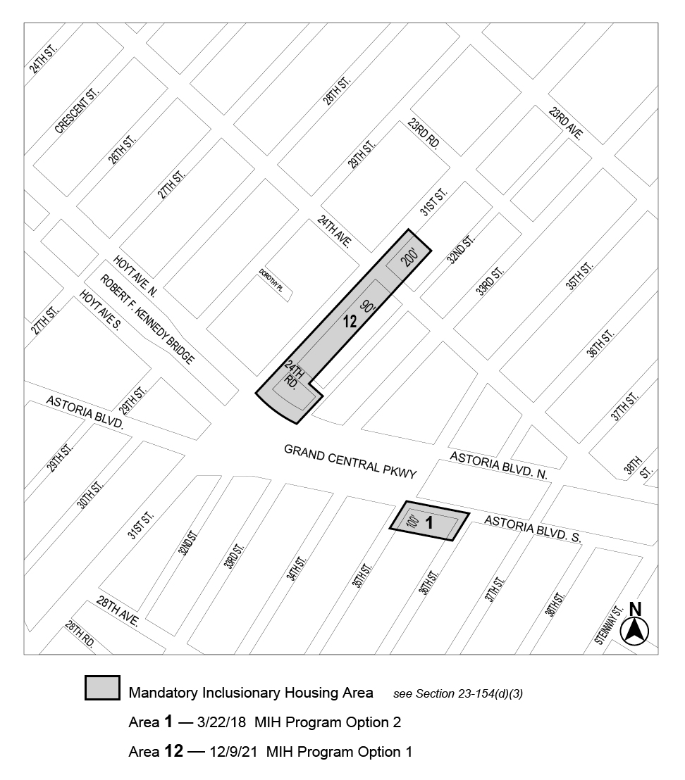 31st St and Hoyt Avenue (N 210201 ZRQ) Added Area 12 to Map 3 of APPENDIX F CD1 Queens (Option 1), per 31st St and Hoyt Avenue (N 210201 ZRQ), adopted 9th December, 2021