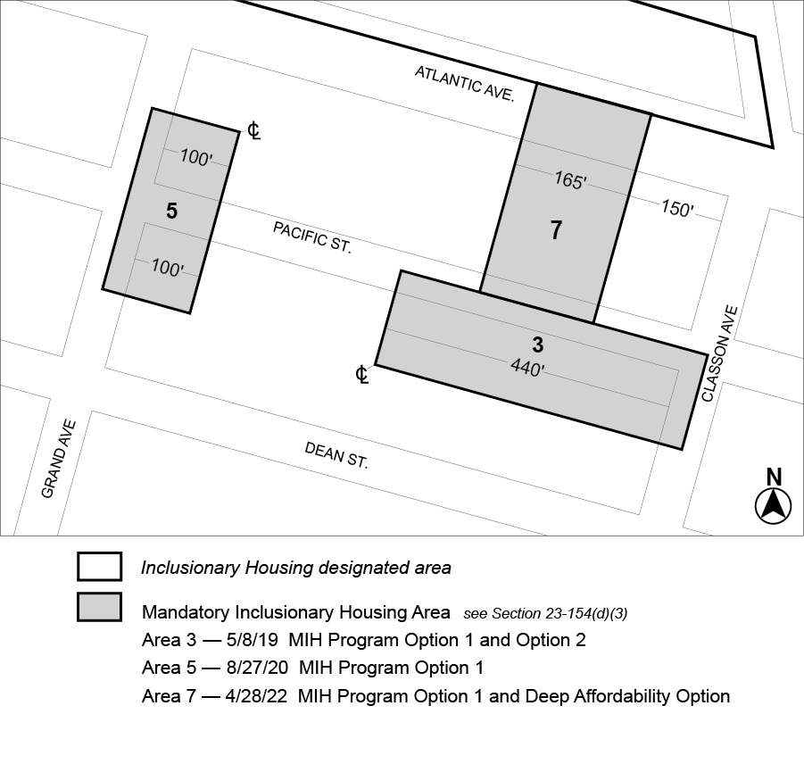 APPENDIX F, Brooklyn CD 8, Map 3, Area 7 (Option 1, Deep Affordability Option) added per 1034-1042 Atlantic Avenue (N 210387 ZRK) adopted 28 April 2022