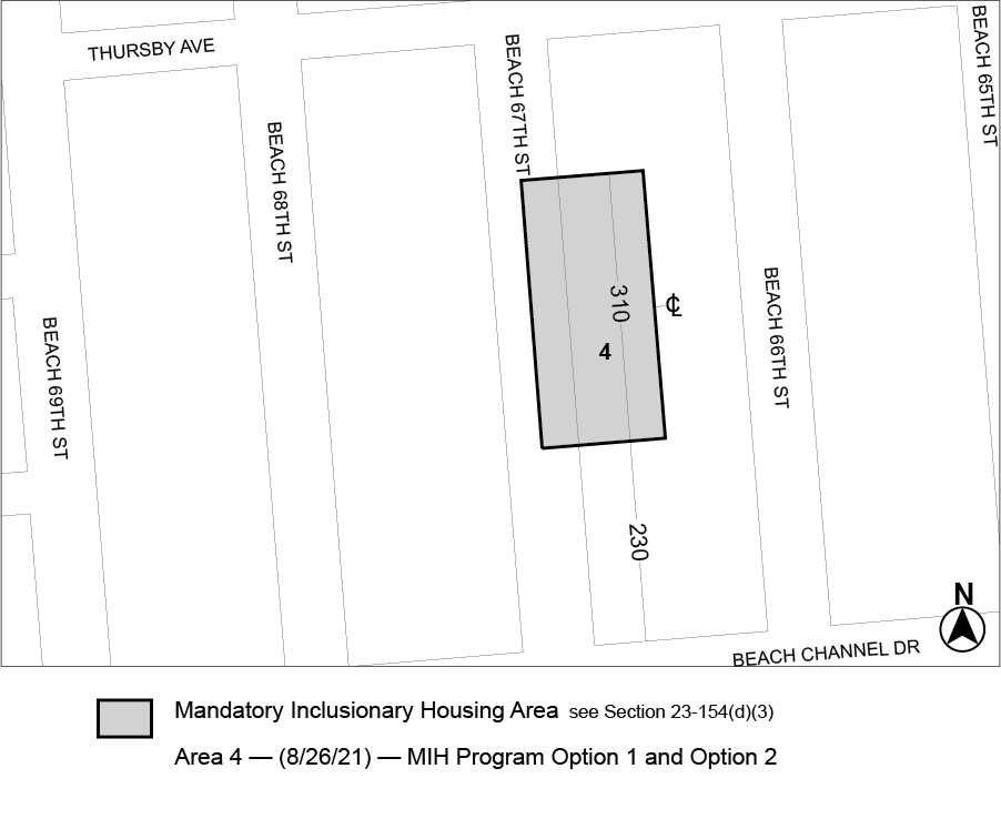 APPENDIX F, Queens CD 14, Map 4, MIH area 4, Option 1 and Option 2 (N 200231 ZRQ, adopted by City Council 26th August, 2021)