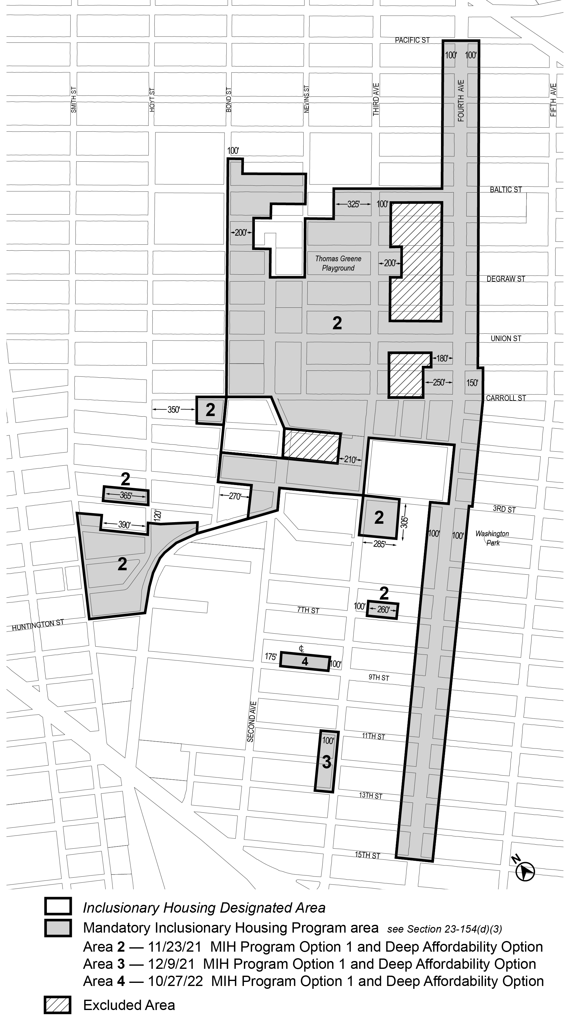 APPENDIX F, Brooklyn CD 6, Map 1, Areas 2, 3, and 4, added per Ninth Street Rezoning (N 210349 ZRK), adopted 27th October, 2022