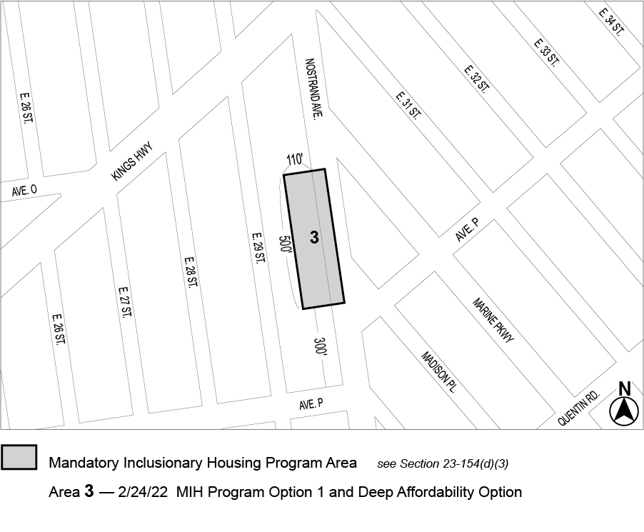 Added APPENDIX F CD 15 BK, Map 3, Area 3, per 2892 Nostrand Avenue (N 200328 ZRK, Option 1, Deep Affordability Option) adopted 24 February, 2022