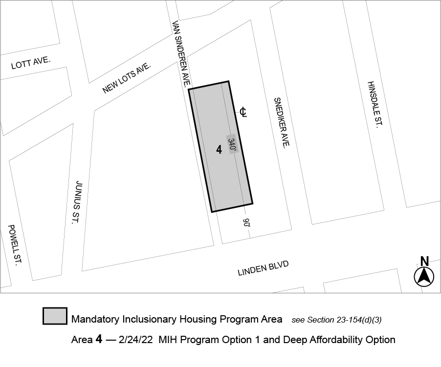 Added APPENDIX F CD 5 BK, Map 4, Area 4, per 749 Van Sinderen Avenue (N 210286 ZRK, Option 1, Deep Affordability) adopted 24 February, 2022