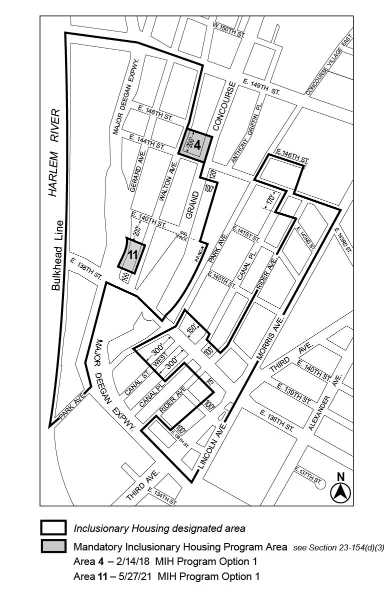 APPENDIX F BX CD 1 Map 1 Area 11 (Option 1) adopted by N 200287 ZRX (261 Walton Avenue; adopted 27 May 2021)