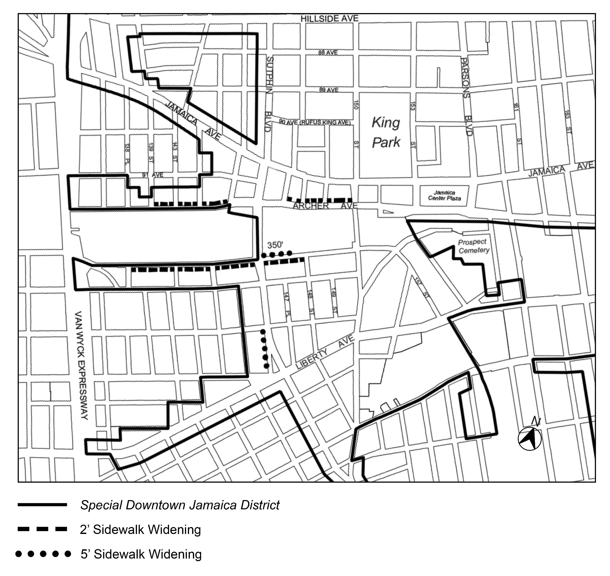 Article XI, Chapter 5 (Special Downtown Jamaica District), Appendix A, Map 3 (Sidewalk Widening)